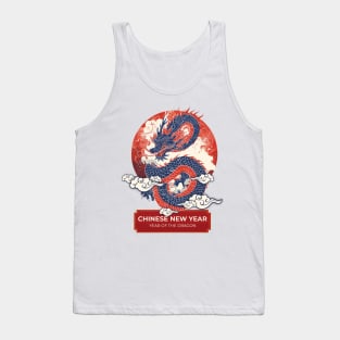 Chinese New Year Dragon Moon: Majestic Cloud Soars - Artist-Designed Fantasy Tank Top